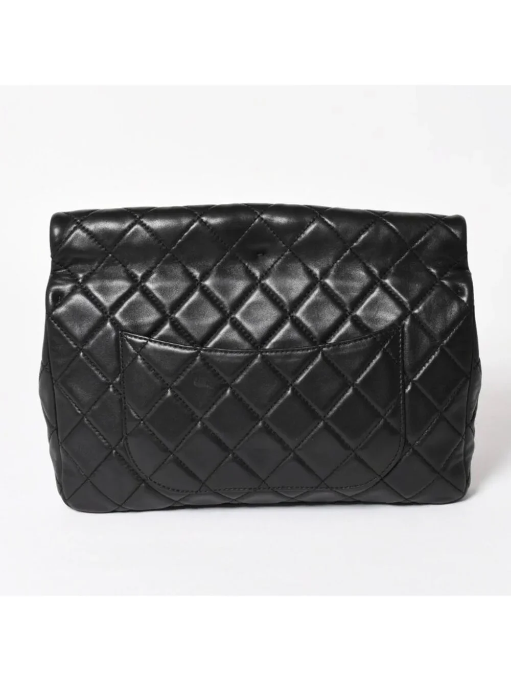 Chanel 2.55 Roll Clutch CC Logo Lambskin Black Ruthenium